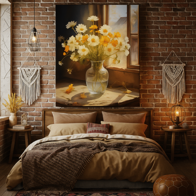 Sunlit Petals – Elegant Floral Canvas Wall Art for Modern Interiors - Image 2