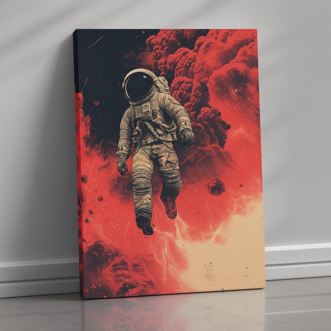 Ember Voyager – Bold Astronaut Canvas Wall Art for Space Enthusiasts