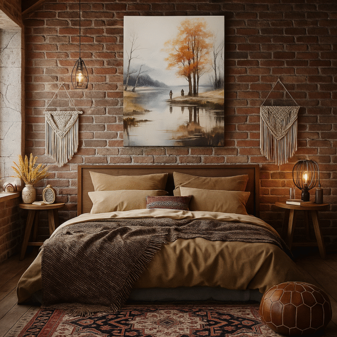 Autumn Reflections – Tranquil Lake Landscape Canvas Wall Art with Orange Trees - Image 3