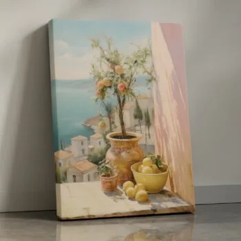 Citrus Balcony Mediterranean terrace canvas print by Artfy Canvas – modern nature canvas painting, wall paintings, artwork for wall décor