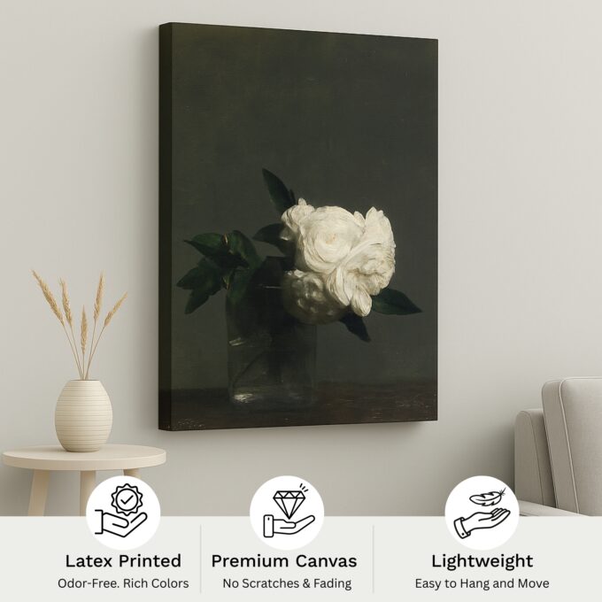 Midnight Bloom – Dark Floral Canvas Wall Art with Classic Oil Painting Style - Image 4