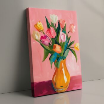 Tulip Reverie – Vibrant Floral Canvas Wall Art with Bold Brushstrokes