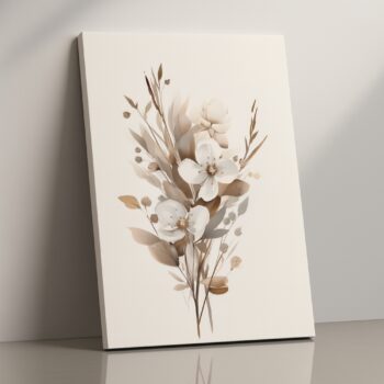 Sepia Petals – Minimalist Floral Canvas Wall Art in Neutral Tones