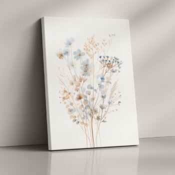 Serenity Blooms – Neutral Botanical Canvas Wall Art with Delicate Flowers