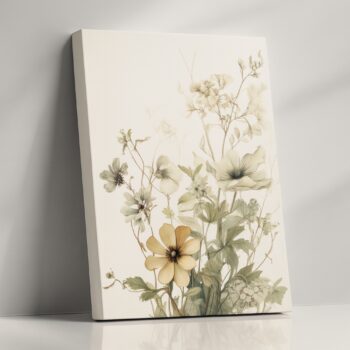 Whispering Petals – Vintage Floral Canvas Wall Art in Muted Tones