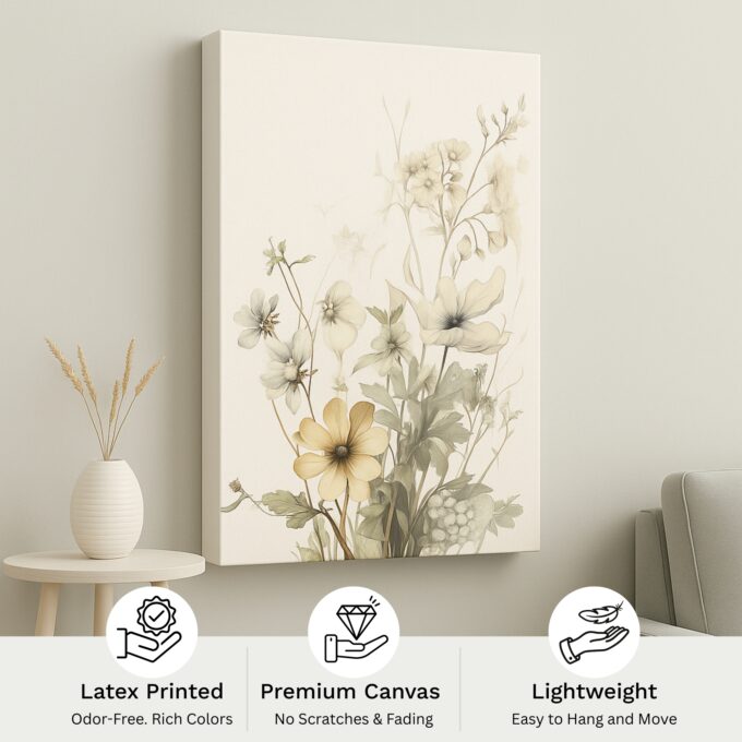 Whispering Petals – Vintage Floral Canvas Wall Art in Muted Tones - Image 4