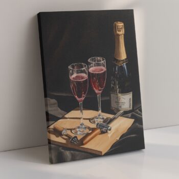 Midnight Toast – Romantic Champagne Canvas Wall Art