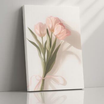Blush Serenity – Minimalist Tulip Canvas Wall Art in Soft Pastel Tones