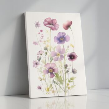Lavender Whispers – Watercolor Wildflower Canvas Wall Art in Soft Purples