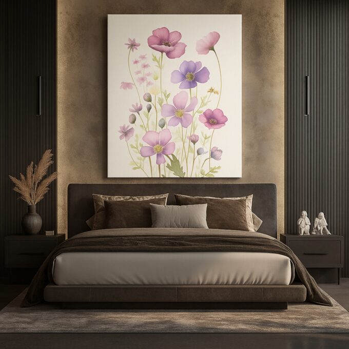 Lavender Whispers – Watercolor Wildflower Canvas Wall Art in Soft Purples - Image 3