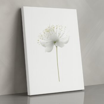 Whisper Bloom – Minimalist White Flower Canvas Wall Art with Elegant Simplicity