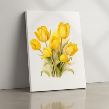 Golden Bloom – Bright Yellow Tulip Canvas Wall Art for Modern Interiors