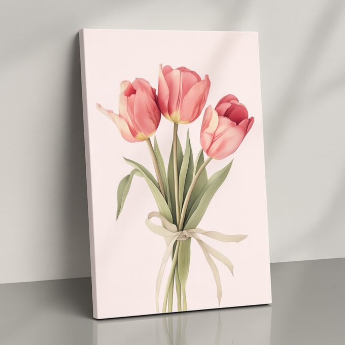 Blush Tulips – Romantic Pink Tulip Canvas Wall Art with Soft Tones