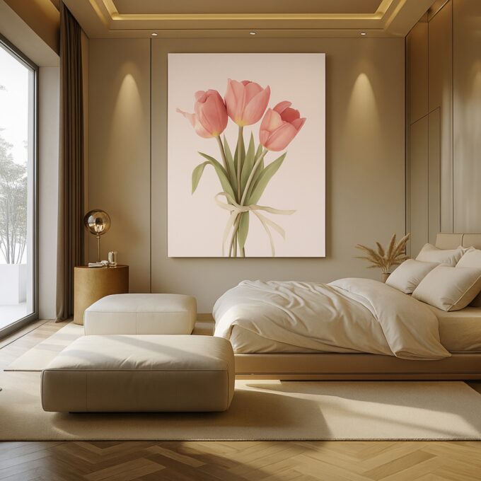Blush Tulips – Romantic Pink Tulip Canvas Wall Art with Soft Tones - Image 3