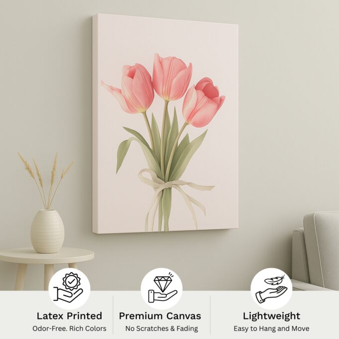 Blush Tulips – Romantic Pink Tulip Canvas Wall Art with Soft Tones - Image 4