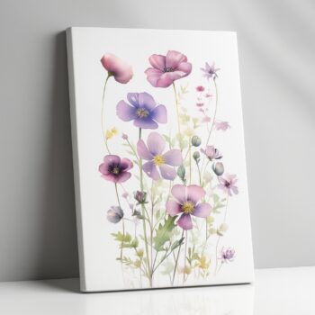 Pastel Meadow Bloom – Delicate Wildflower Canvas Wall Art with Soft Colors