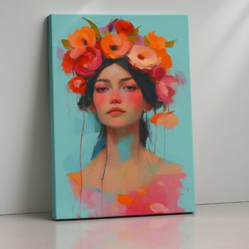 Crown of Coral Dreams – Floral Portrait Canvas