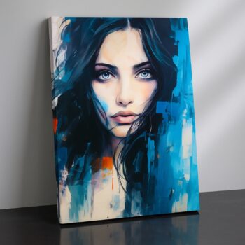Ocean of Eyes – Abstract Blue Portrait Canvas