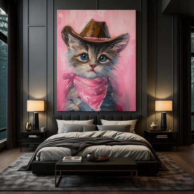 Sheriff Whiskers – Cute Cowboy Cat Canvas - Image 3