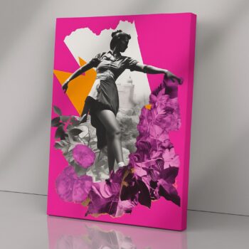 Petals in Motion – Floral Collage Dancer Canvas Art
