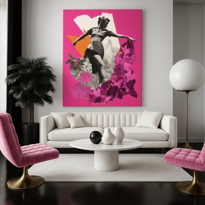 Petals in Motion – Floral Collage Dancer Canvas Art - Image 2