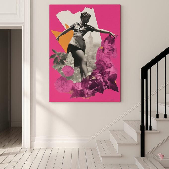 Petals in Motion – Floral Collage Dancer Canvas Art - Image 3