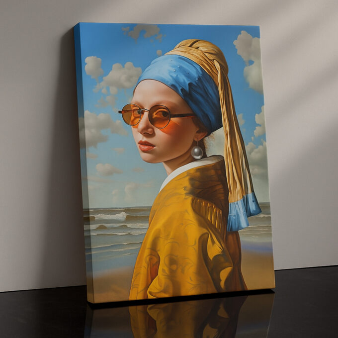 Coastal Pearl – Modern Girl with a Pearl Earring Canvas
