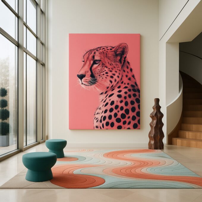 Scarlet Predator – Modern Cheetah Canvas Wall Art - Image 2