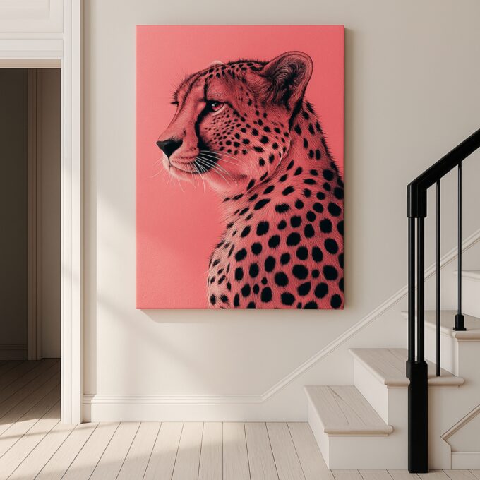 Scarlet Predator – Modern Cheetah Canvas Wall Art - Image 3