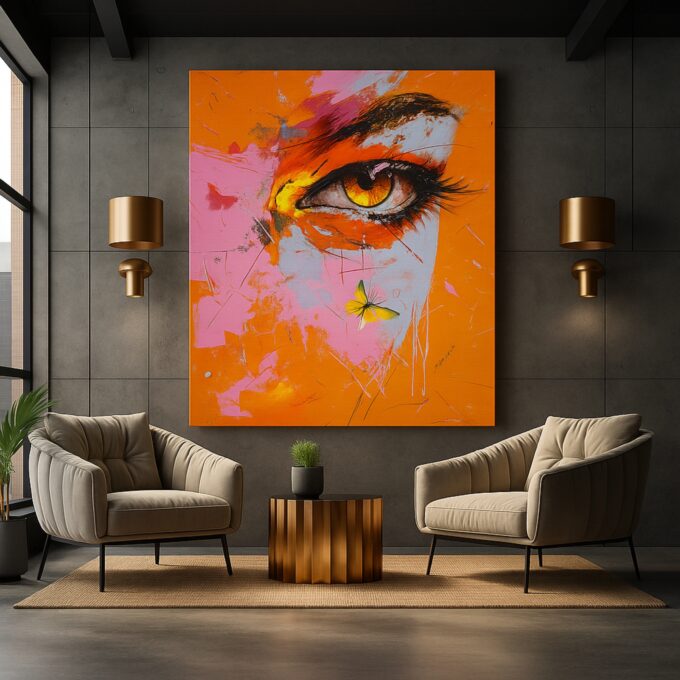 Ember Gaze – Abstract Eye Canvas Wall Art - Image 2