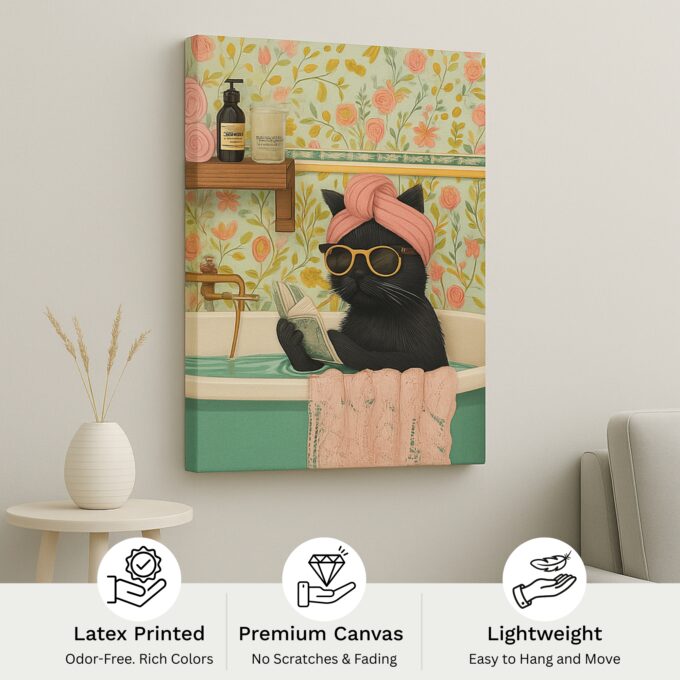 Feline Retreat – Cat Spa Canvas Wall Art - Image 4