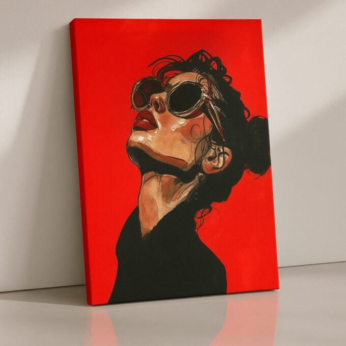 Crimson Reverie – Red Pop Art Woman Canvas