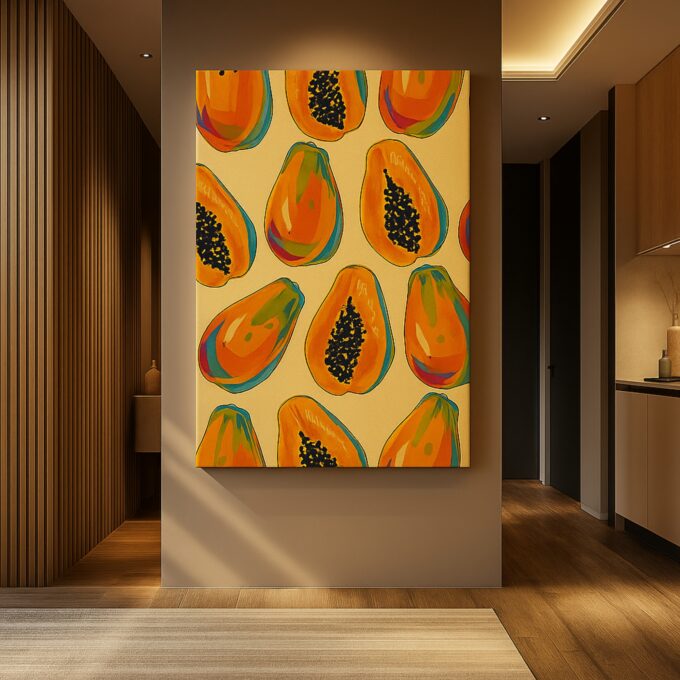 Tropic Papaya – Summer Fruit Canvas Wall Art - Image 2