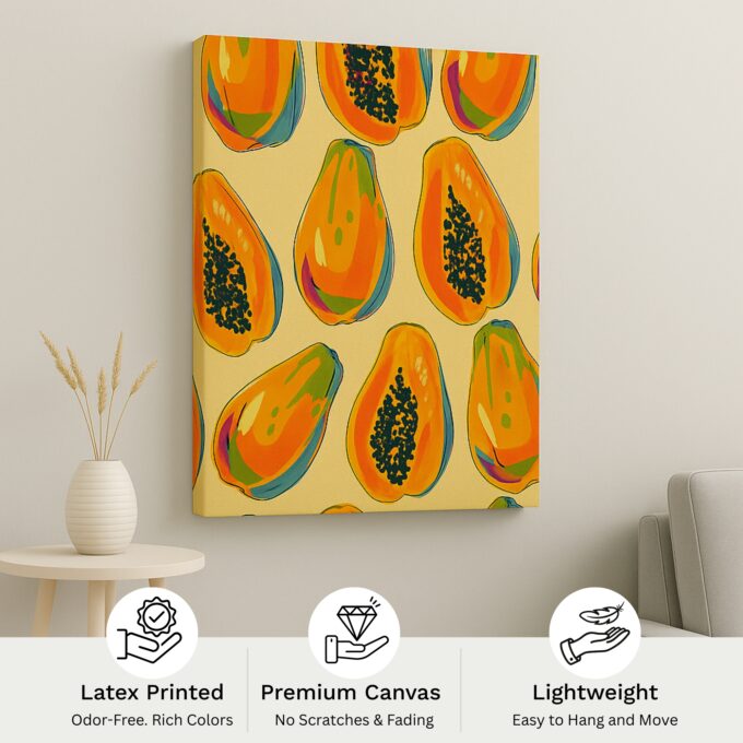 Tropic Papaya – Summer Fruit Canvas Wall Art - Image 4