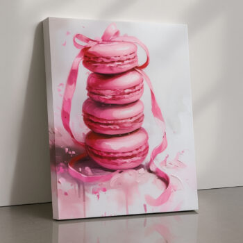 Macaron Drizzle – Pink Dessert Canvas Art