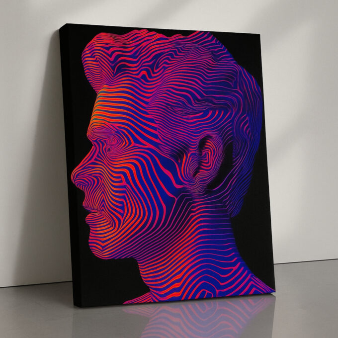Neon Silhouette – Psychedelic Line Art Canvas