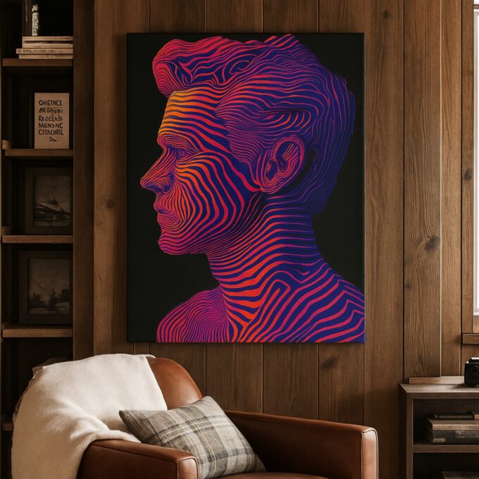 Neon Silhouette – Psychedelic Line Art Canvas - Image 2