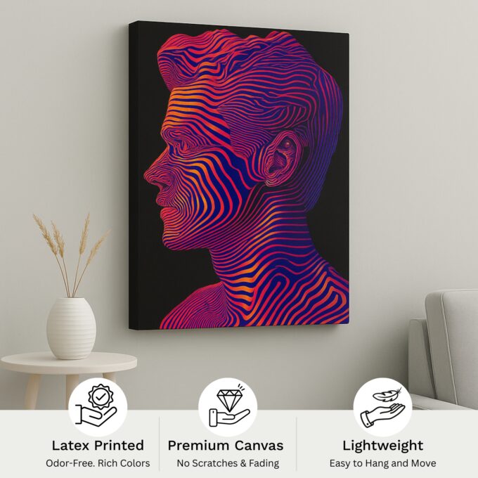 Neon Silhouette – Psychedelic Line Art Canvas - Image 4