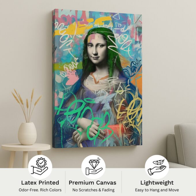 Graffiti Mona – Urban Pop Art Canvas - Image 4