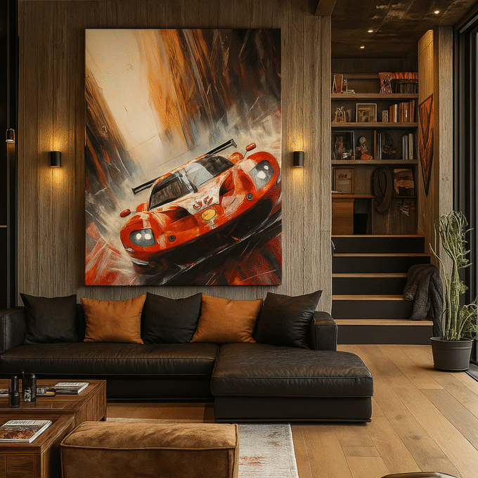 Scarlet Velocity – Red Racing Canvas Wall Art - Image 2