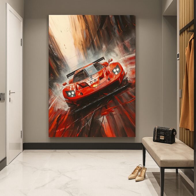 Scarlet Velocity – Red Racing Canvas Wall Art - Image 3