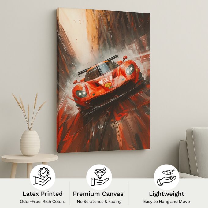 Scarlet Velocity – Red Racing Canvas Wall Art - Image 4