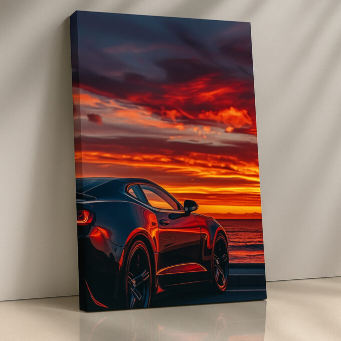Sunset Muscle – Camaro Canvas Wall Art Print