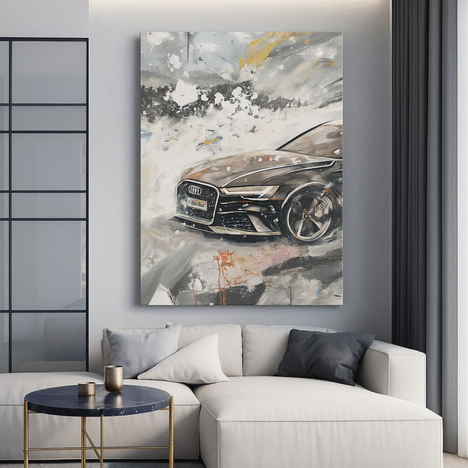 Frost Drift – Audi in Snowstorm Canvas Print - Image 2