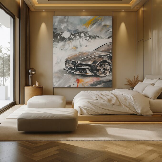 Frost Drift – Audi in Snowstorm Canvas Print - Image 3