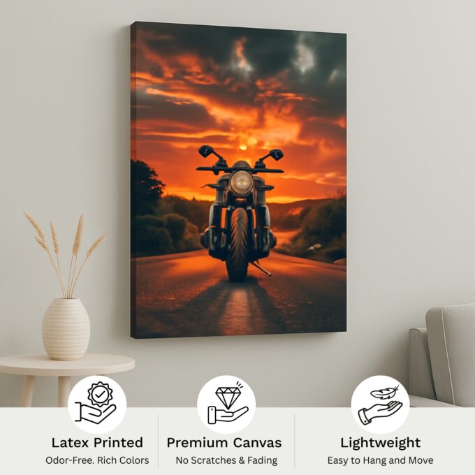 Road Inferno – Motorcycle Sunset Canvas Wall Art - Image 4