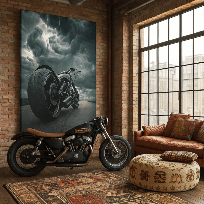 Storm Rider – Custom Motorcycle Thunder Canvas Art - Image 2
