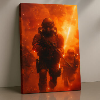 Ember Squad – Tactical Firestorm Canvas Wall Art