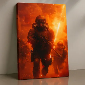 Ember Squad tactical firestorm canvas print by Artfy Canvas – action art canvas painting, wall paintings, artwork for wall décor
