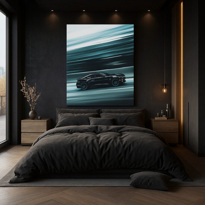 Midnight Racer Muscle Car Canvas – Modern Speed Art Print - Image 3
